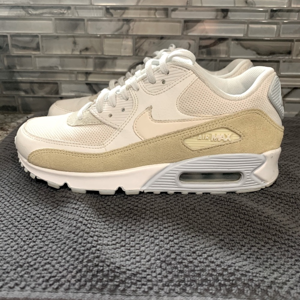 Nike Air Max 90 Suede Velvet White Off Tan shoes